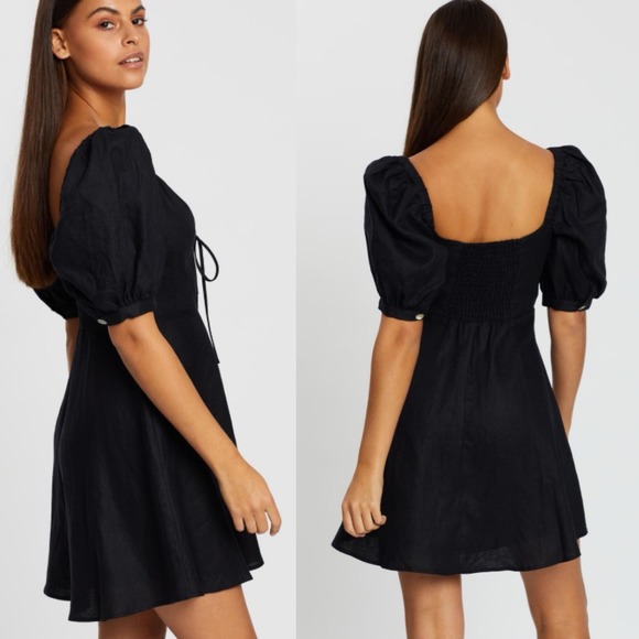 Capulet Revolve Black Bernie Dress Sz S Small No Tie Puff sleeve - Picture 3 of 8